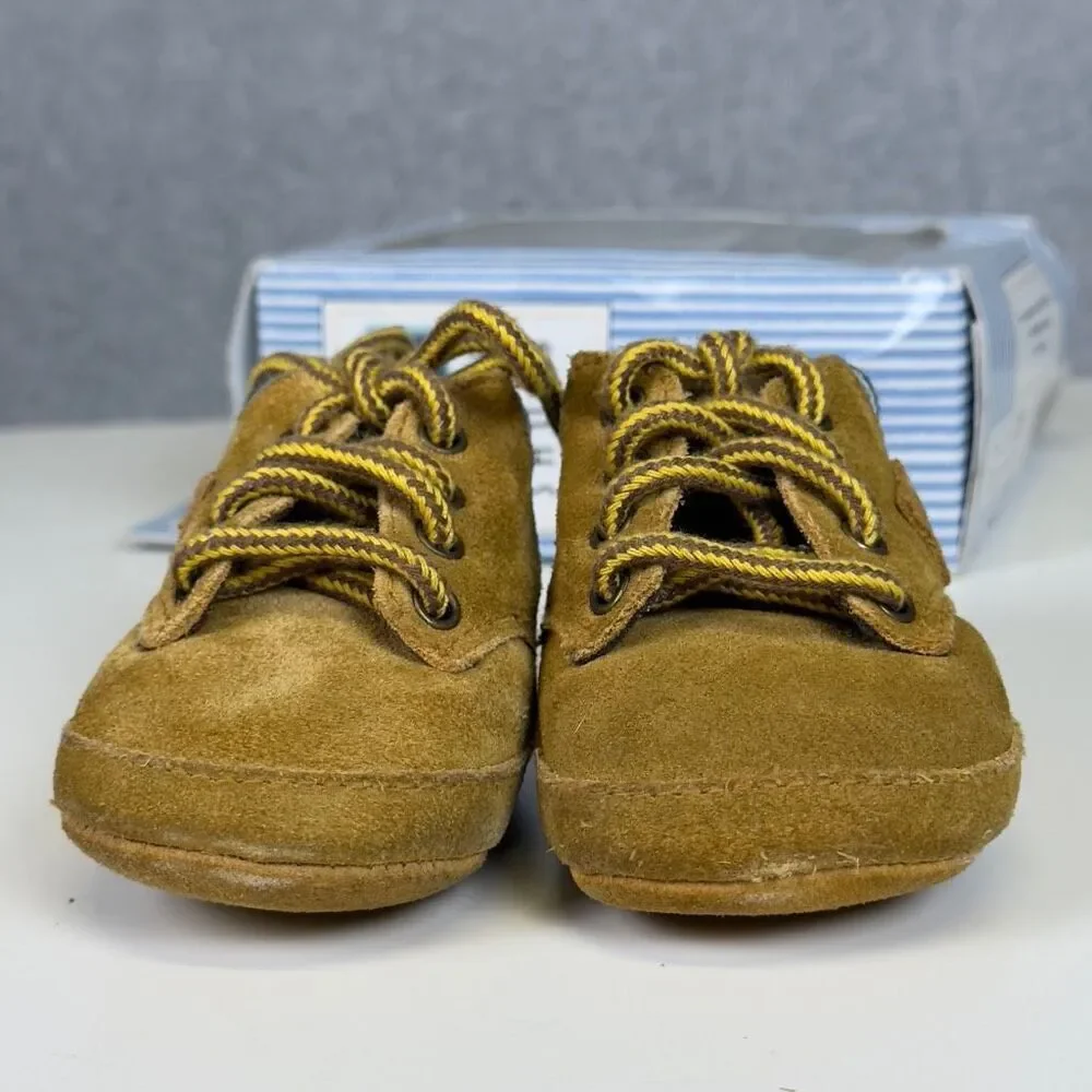 Vintage 1999 Osh Kosh Infant Newborn Size 1 Chamois Brown Booties Boots Laced Up